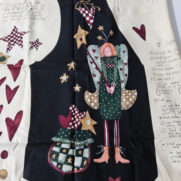Alma Lynne Designs Fabric Panel‎ Vest Angel Hearts Stars Homespun Sewing - Picture 1 of 11